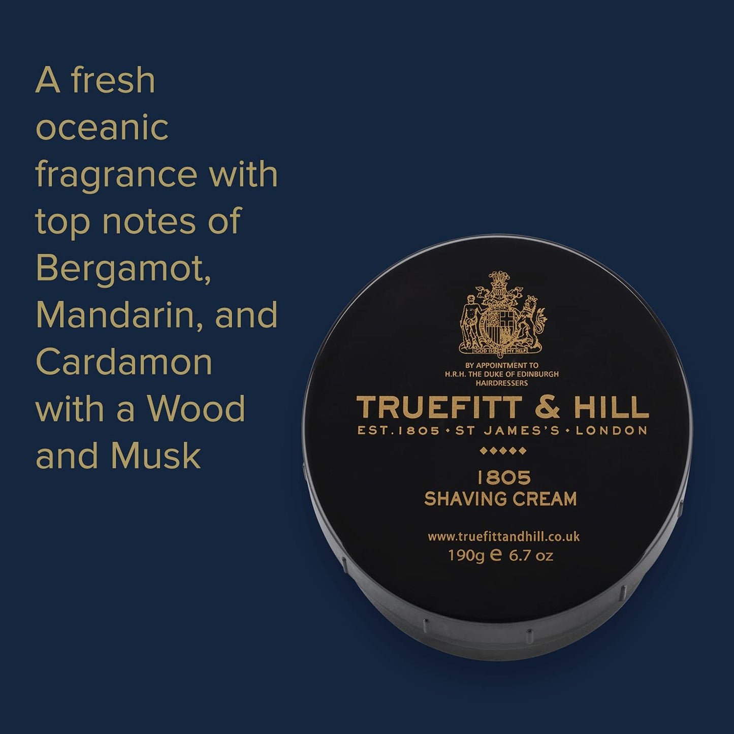 Truefitt & Hill Shaving Cream Bowl - 1805 - Premium Glycerin-Based Lather, Smooth Glide, and Hydration for a Luxurious Shave - 6.7 oz