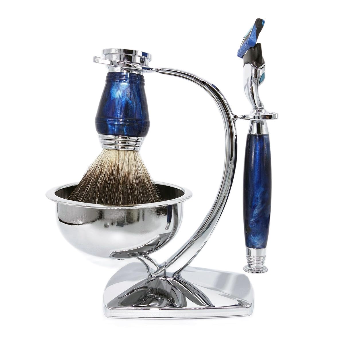 Luxury Shaving Razor Kit for Men with 5-Layer Shave Blade,Badger Hair Shaving Brush and Soap BowL,Unique Shaving Present Tool for Him