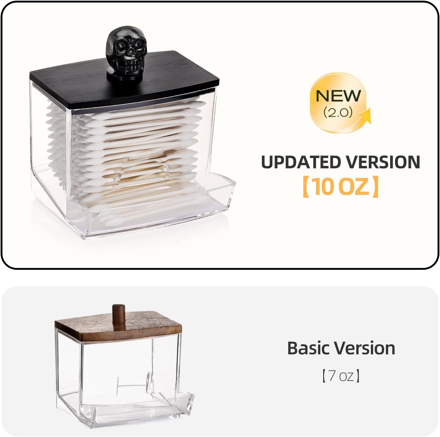 Tbestmax 10oz Qtip Holder Dispenser Big Clear Bathroom Organizer Accessories Decor for Storage-Qtips Cotton Ball Holder, Cotton Swabs, Floss Container - Black Lid