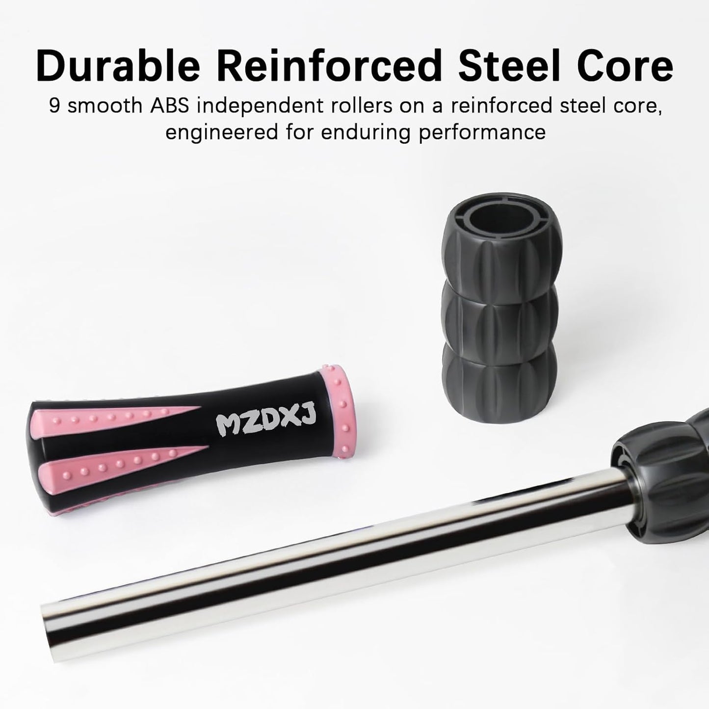 Muscle Roller Stick for Athletes - Deep Tissue Fascia Blaster & Roller Massager for Myofascial Pain Relief - Handheld Physical Therapy & Recovery Tool(Pink black-18 inch)