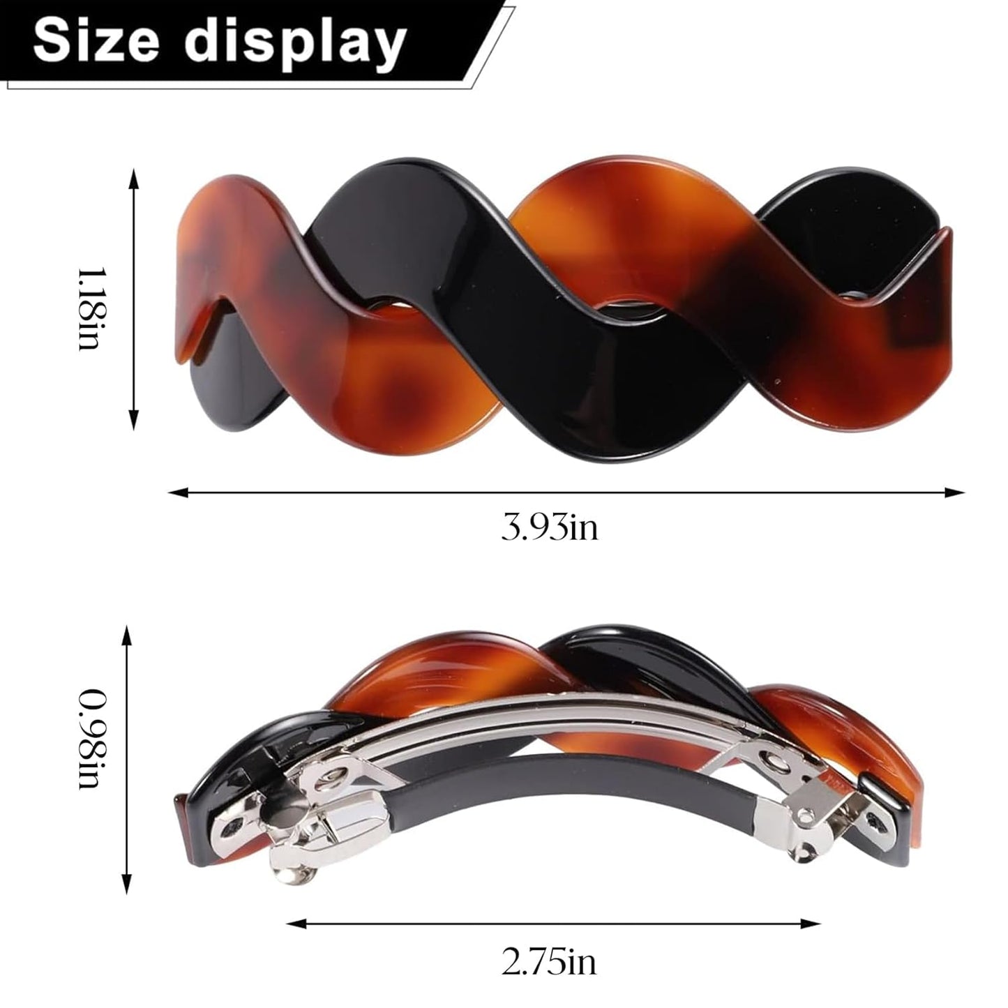 Hair Clips (3 Count) - Large Hair Barrettes for Thick Hair - 3pcs Elegant French Barrettes Retro Hair Accessories for Women Daily Wear