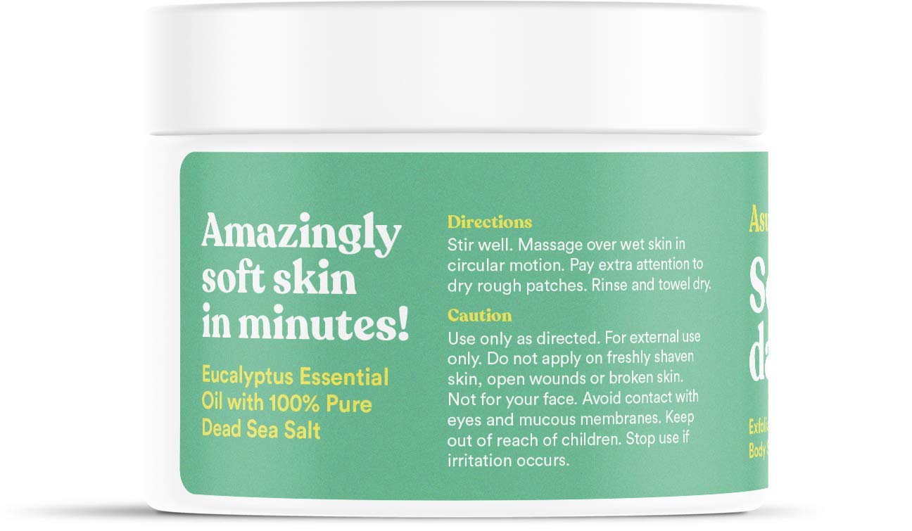 ASUTRA Dead Sea Salt Essential Oil Body Scrub Exfoliator (Invigorating Eucalyptus), 16 oz - Ultra Hydrating, Gentle, & Moisturizing - Coconut, Eucalyptus, and Marjoram Oils