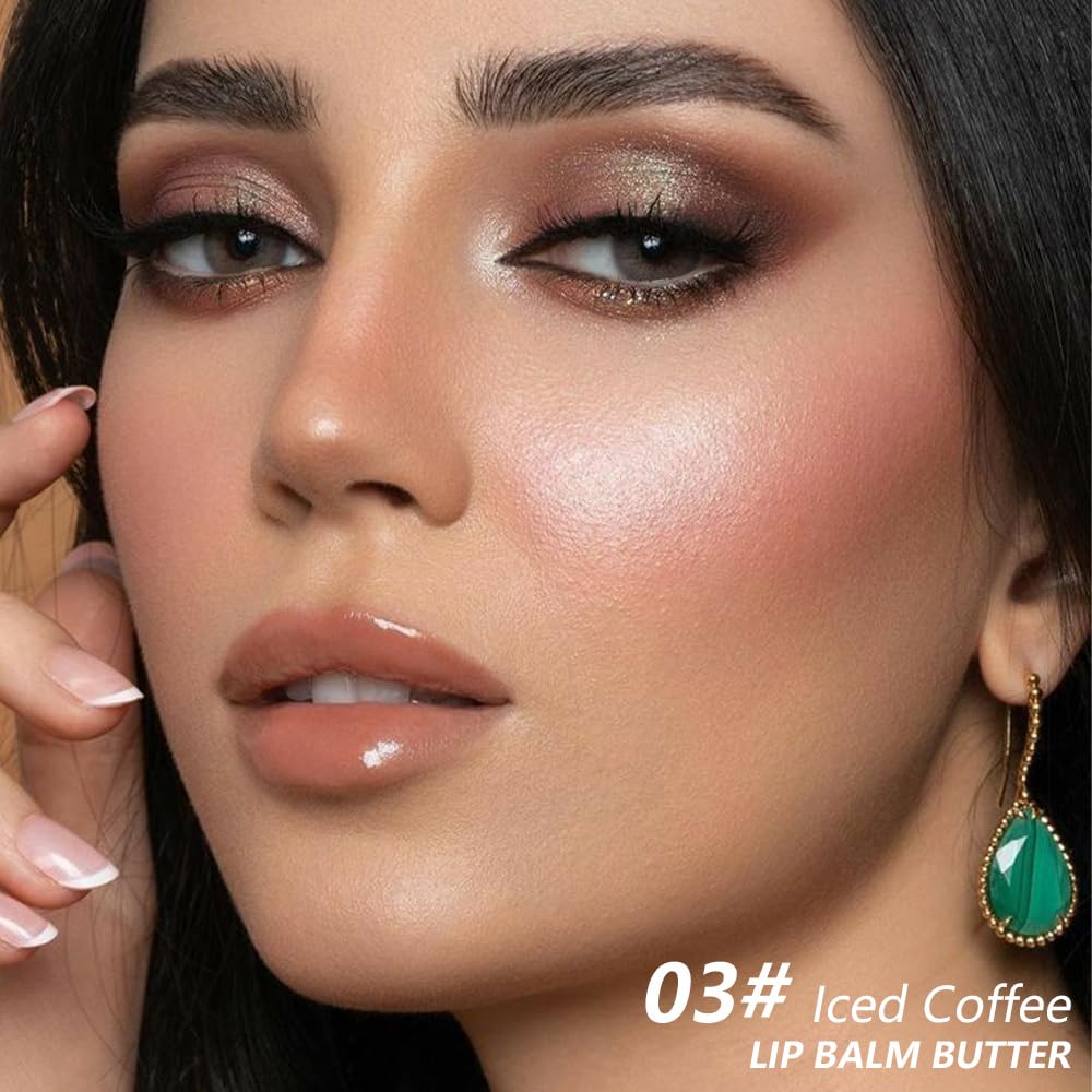 Summer Ultra-Hydrating Lip Butter Balm, Natural Vegan Lip Balm for Instant Moisture, Shine & Hydration,Sheer-Tinted,Soothes & Softens Dry Lips,Bálsamo labial hidratante #3 lced Coffee 0.5 Fl Oz