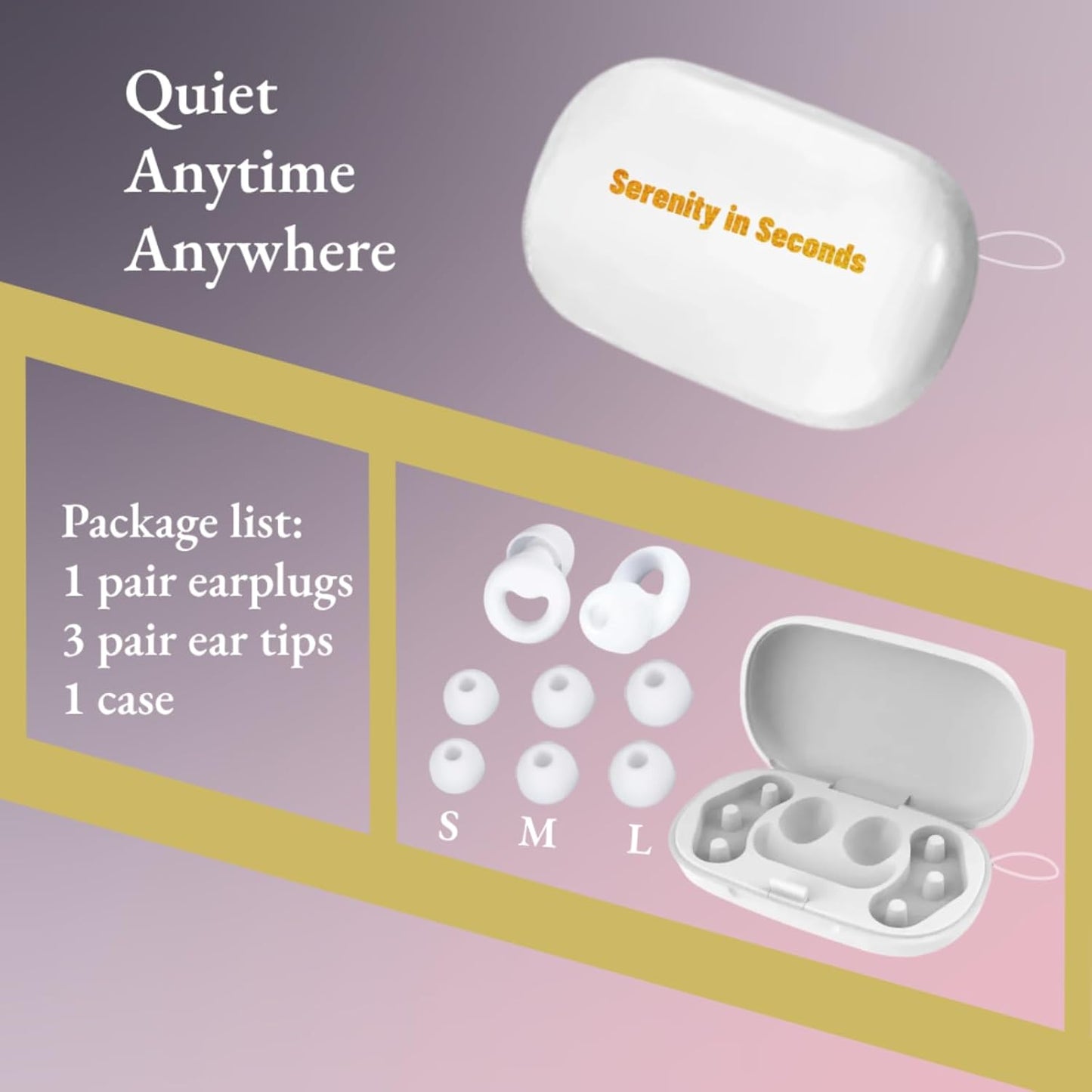 30dB Noise Cancelling Ear Plugs for Sleeping - Reusable Silicone Earplugs for Adults & Kids, Soft Ear Protection for Snoring, Concerts, Lawn Mowing, Travel & Work (6 Ear Tips with Case, White)