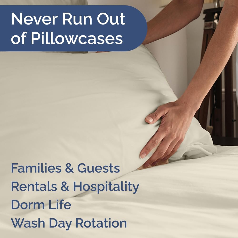 Standard Pillow Cases Set of 10 - Ultra Soft Hotel Quality Pillowcase Covers - Comfy, Cozy & Wrinkle Free - Shrink, Stain and Fade Resistant - Machine Washable Pillow Protectors - 10 Pcs Set - Wheat