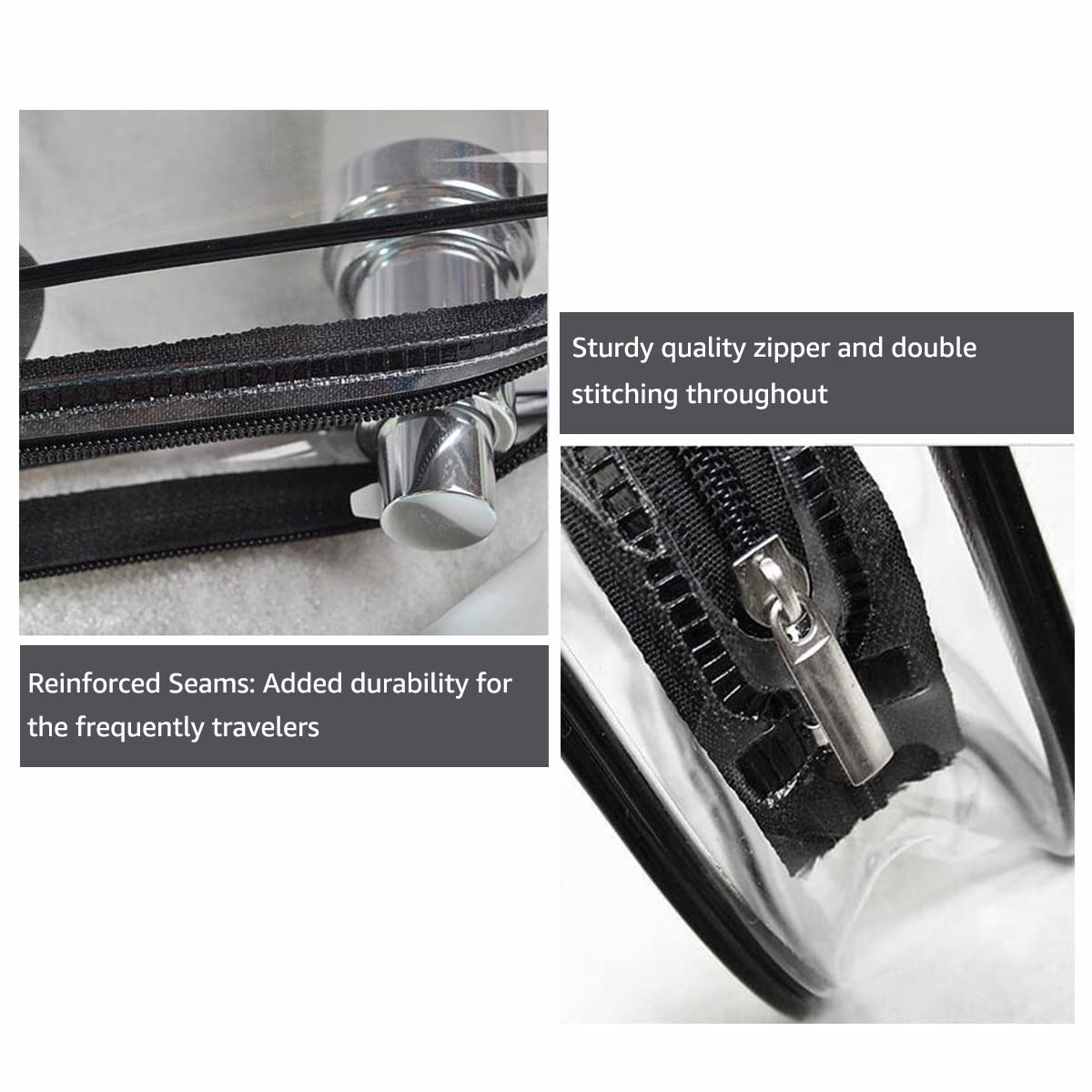 4Pcs Crystal Clear PVC Travel Toiletry Bag Kit for Women Men, Waterproof Vinyl Packing Organizer Storage Bags with Zipper Handle Straps, Cosmetic Pouch Carry on Airport Airline Compliant Bag Handbag