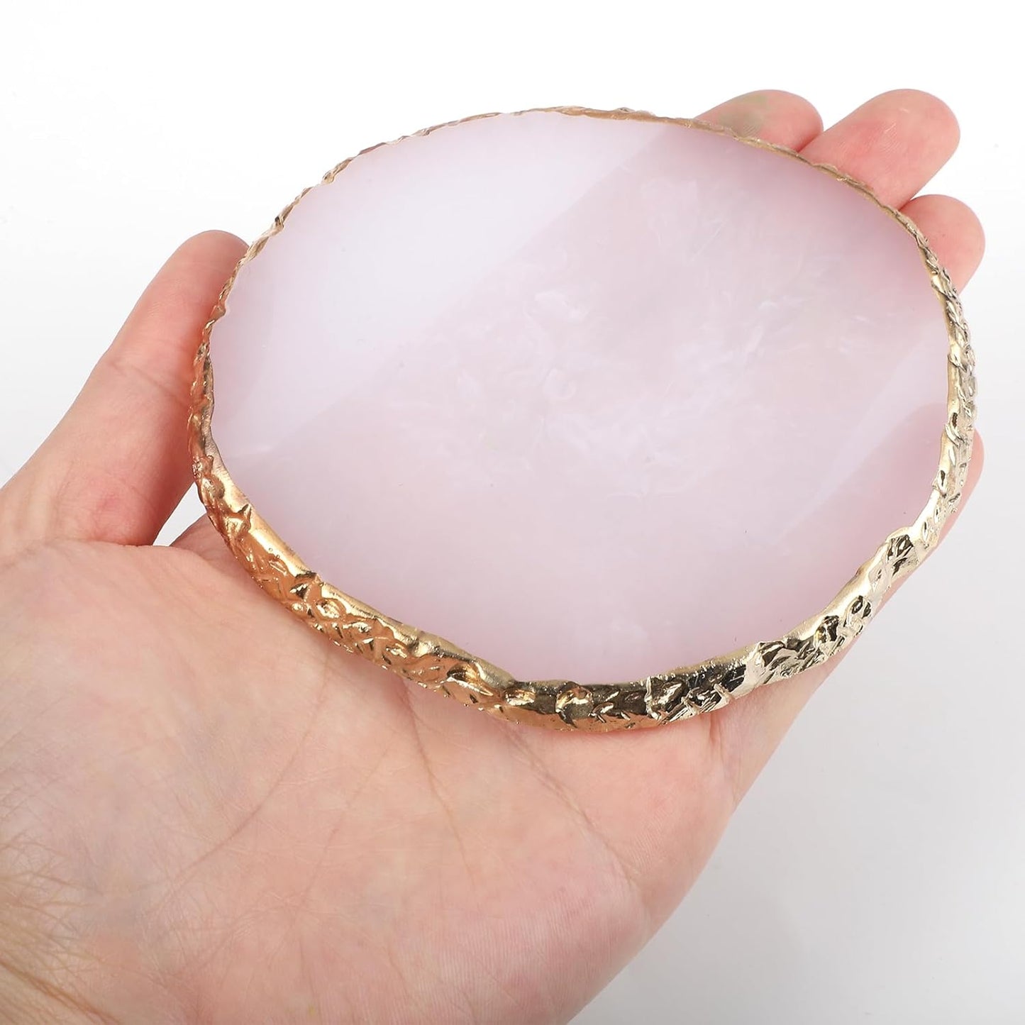 2 Pcs Resin Nail Art Palette, Nail Art Painting Mixed Color Palettes Gold Edge Nail Holder Nail Art Display Board (Coffee, White)