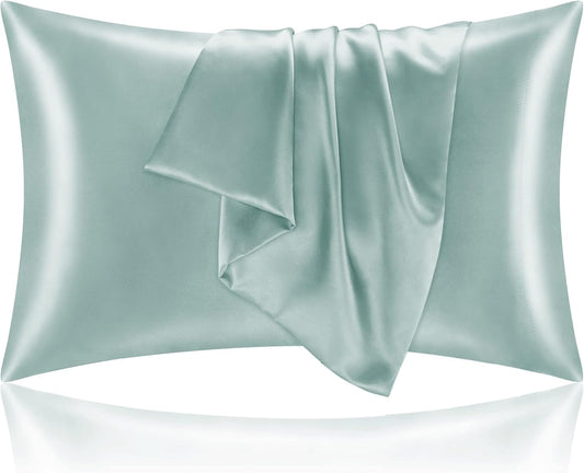 BEDELITE Satin Pillowcase for Hair and Skin, Super Soft and Cooling Similar to Silk Pillow Cases 2 Pack with Envelope Closure, Gift for Women Men(20"x30" Queen Size, Haze Blue)