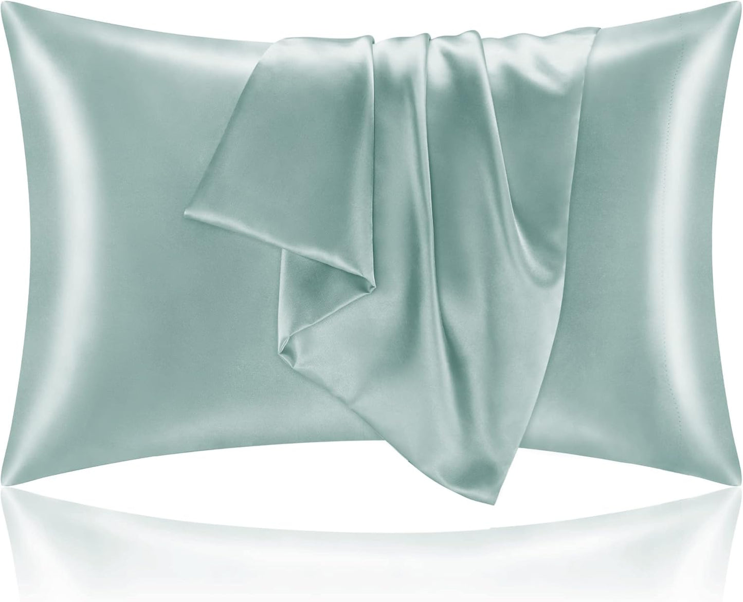 BEDELITE Satin Pillowcase for Hair and Skin, Super Soft and Cooling Similar to Silk Pillow Cases 2 Pack with Envelope Closure, Gift for Women Men(20"x36" King Size, Haze Blue)