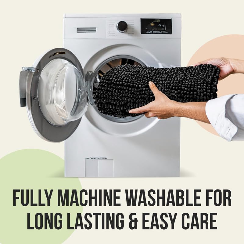 Chenille Bath Mats, Plush Absorbent Bath Mats Quick Dry, Soft & Machine Washable, Non Slip Carpet for Bathroom, Thick Bathroom Rugs, Shower Restroom Rug Mat, Alfombras De Baño, Bathrugs Matts,34"x21"