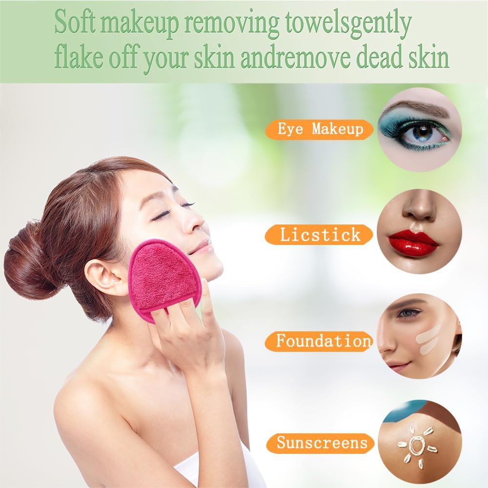 Reusable Makeup Remover Pads Soft Makeup Remover Cloths Washable Facial Makeup Cleansing Pads for Face,Lip,Eyes 6PCS