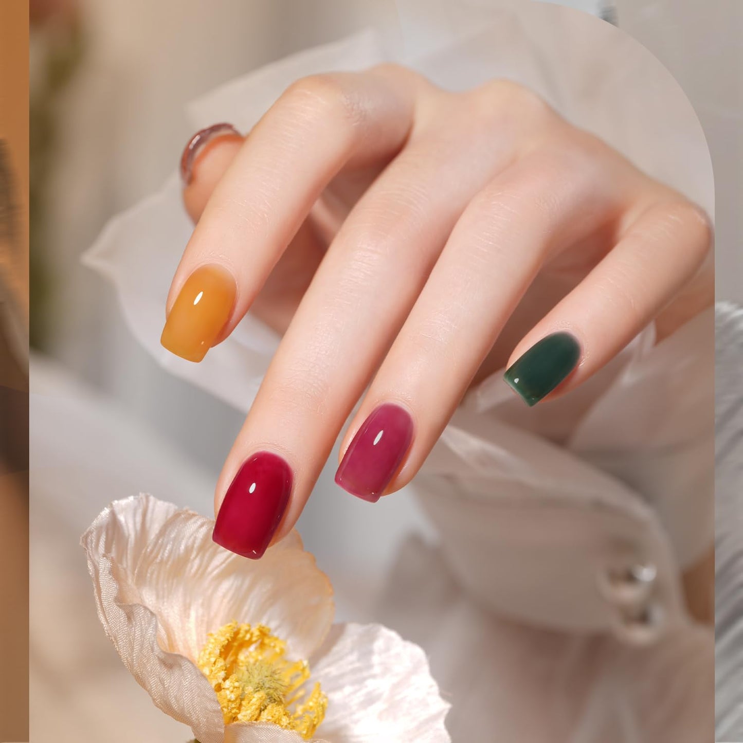 GAOY Wonder Color Gel Nail Polish, Jelly Red Green Brown Yellow Hot Pink Colors Sheer Gel Polish Kit for Salon Manicure and Nail Art DIY at Home