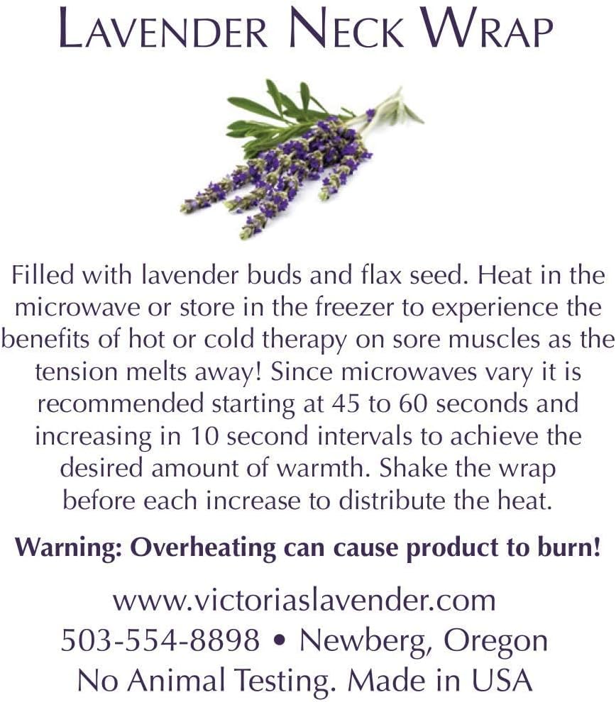 Victoria's Lavender Luxury Microwavable Aromatherapy Neck Wrap and Eye Mask Pillow, Made in The USA Lavender Gift Set with Organic Lavender Buds and Flax Seed for Hot or Cold Application - (Set of 2)