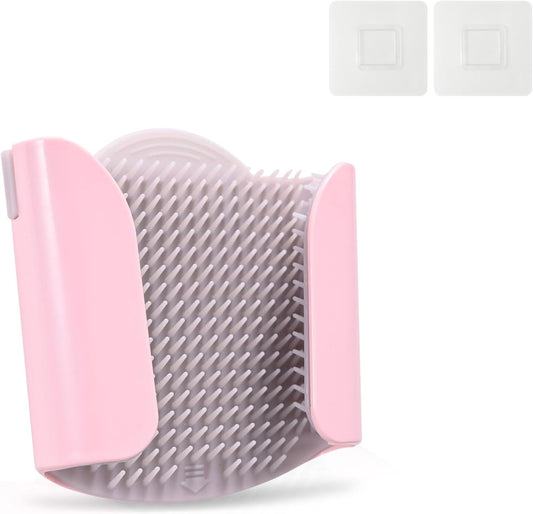 Shower Wall Hair Catcher - Reusable Hair Trap for Drain Protector, Hair Collector with Silicone Bristle, Shower Drain Hair Catcher for Bathroom Bathtub, Easy to Clean & Detachable, Pink