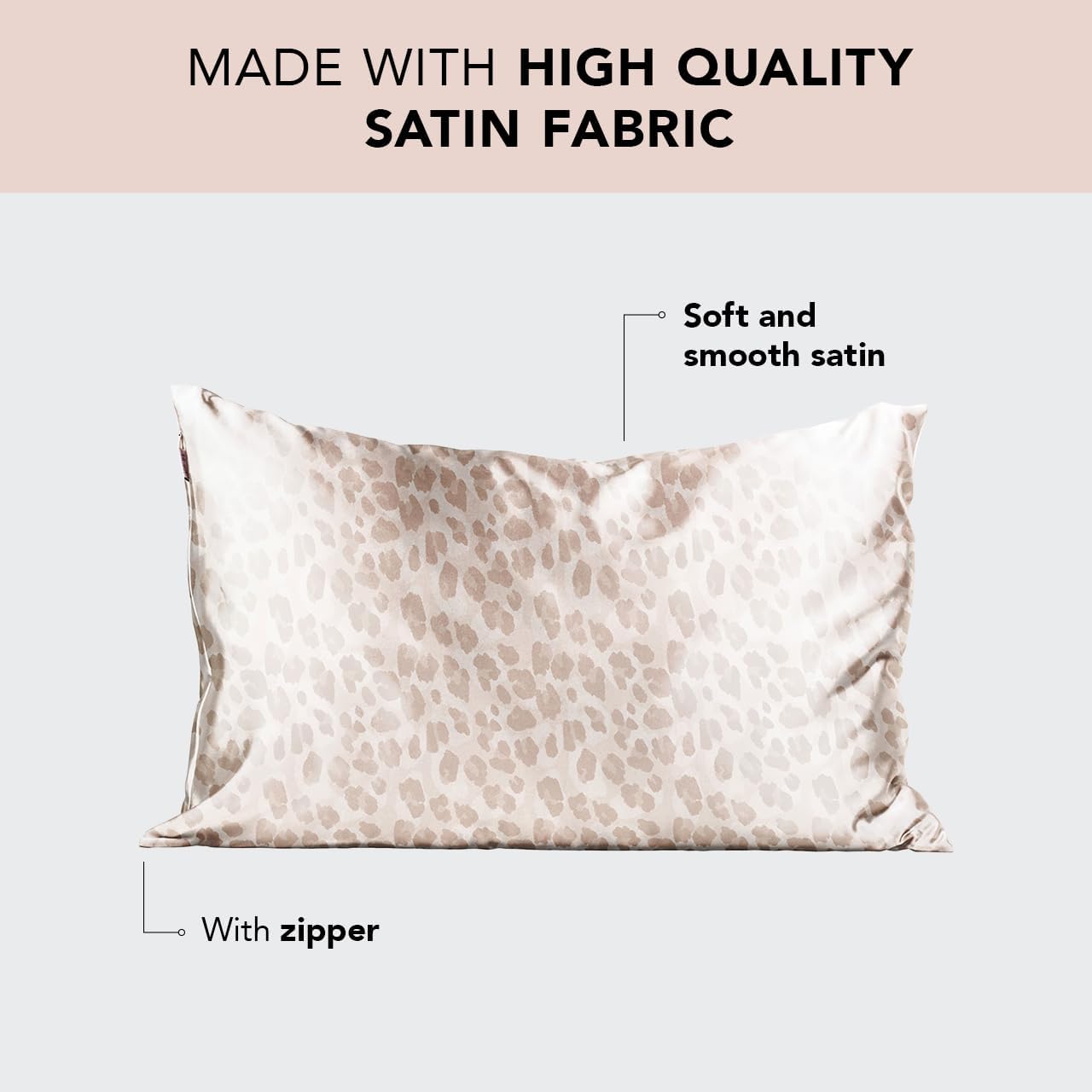Kitsch Satin Pillowcase, Softer Than Silk Pillow Cases, Cooling Pillow Covers, King Size Pillow Cases Set of 2, Satin Pillowcase with Zipper for Hair, Skin & Quality Sleep, 19"x36" Leopard, 2pcs