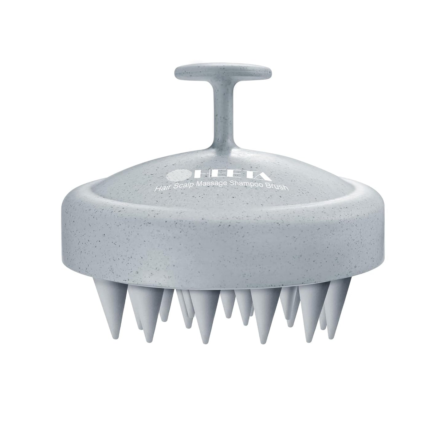 HEETA Scalp Massager Hair Growth, Soft Silicone Scalp Scrubber Shampoo Brush for Exfoliation, Dandruff Removal & Head Massage Stress Relax, Wet & Dry Use for Thick, Thin Hair Care, Wheat Straw Grey