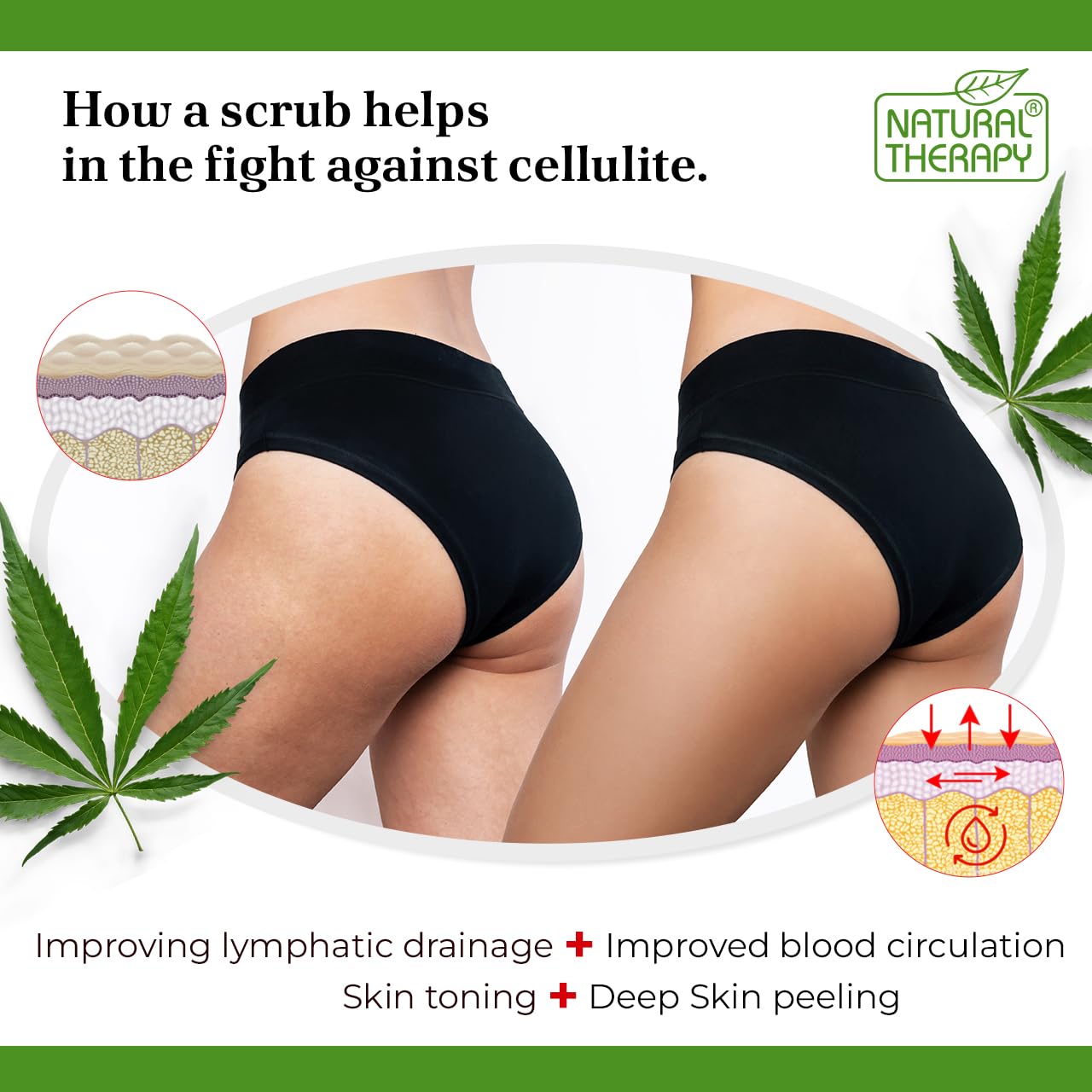 Natural Therapy Hemp & Almond Vanilla Salt Scrub – Exfoliating Body Scrub for Women – Moisturizing and Nourishing Skin – with Pure Oils and Dead Sea Minerals (23.28 Oz)