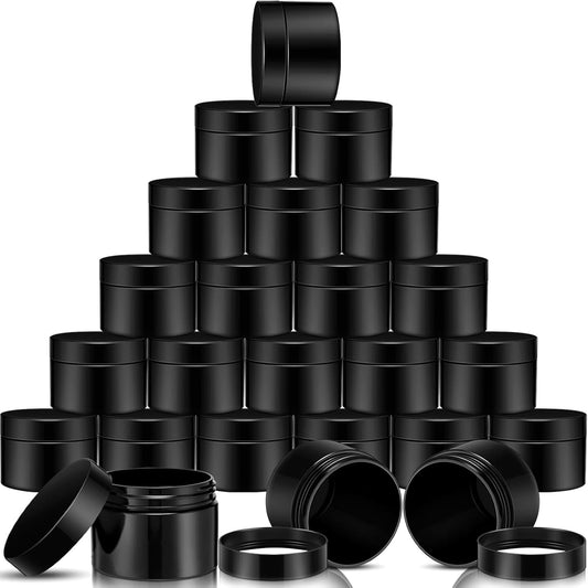 SATINIOR 12 Pack 12 oz Plastic Container Jars with Lids Round Clear Travel Cosmetic Container Slime Jar for Toiletries, Lotion, Cream, Ointment, Makeup, Rhinestone, Sample, Kitchen Storage(Pure Black)