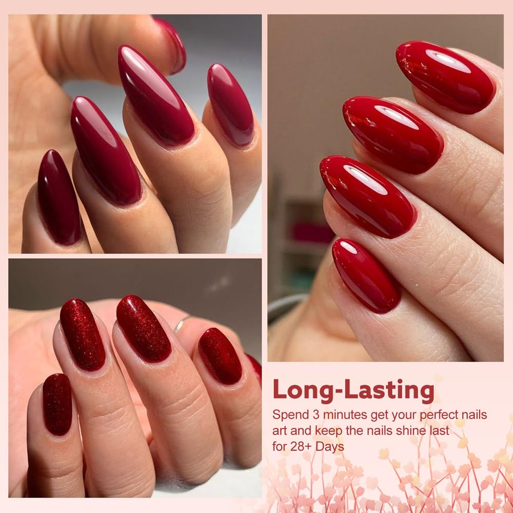 CANNI 30Pcs 9ML Hema-free Gel Nail Polish Set,Dark Red Hot Pink Purple Brown Burgundy Red Jelly Gel Polish Kit Soak Off LED Nail Polish Set Nail Art Starter Manicure Salon DIY at Home