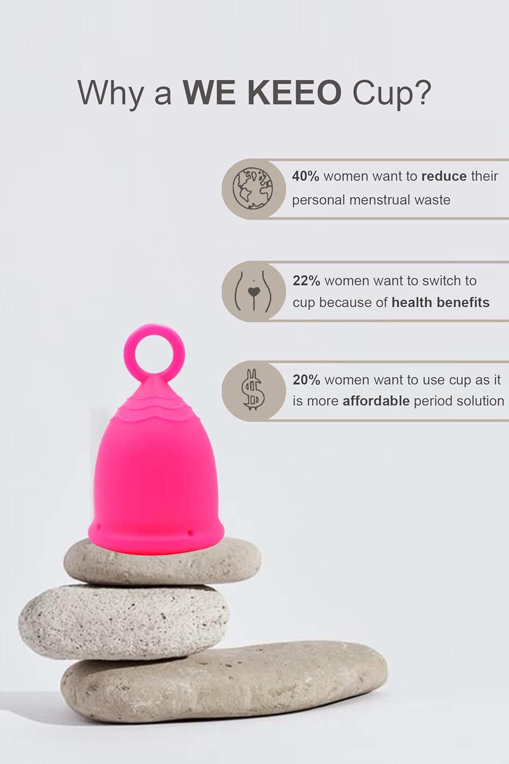 Menstrual Cup - Reusable, Soft & Safe Medical Grade Silicone Period Cup - 12 Hours Comfort - Eco Friendly Tampon & Pad Alternative for Active Lifestyle & Heavy Flow (Rose Pink & Purple)