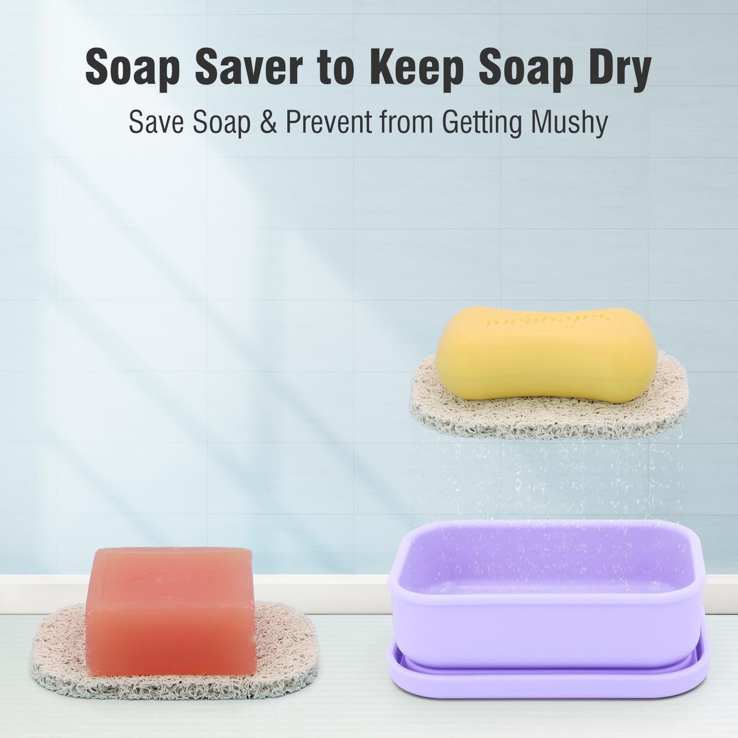 Enhanced Leak Proof Travel Soap Case, AIMAIAIMAI Silicone Soap Container with Draining Layer, Portable Bar Soap Holder for Bathroom, Camping, Gym, Easy to Clean (Light Purple)