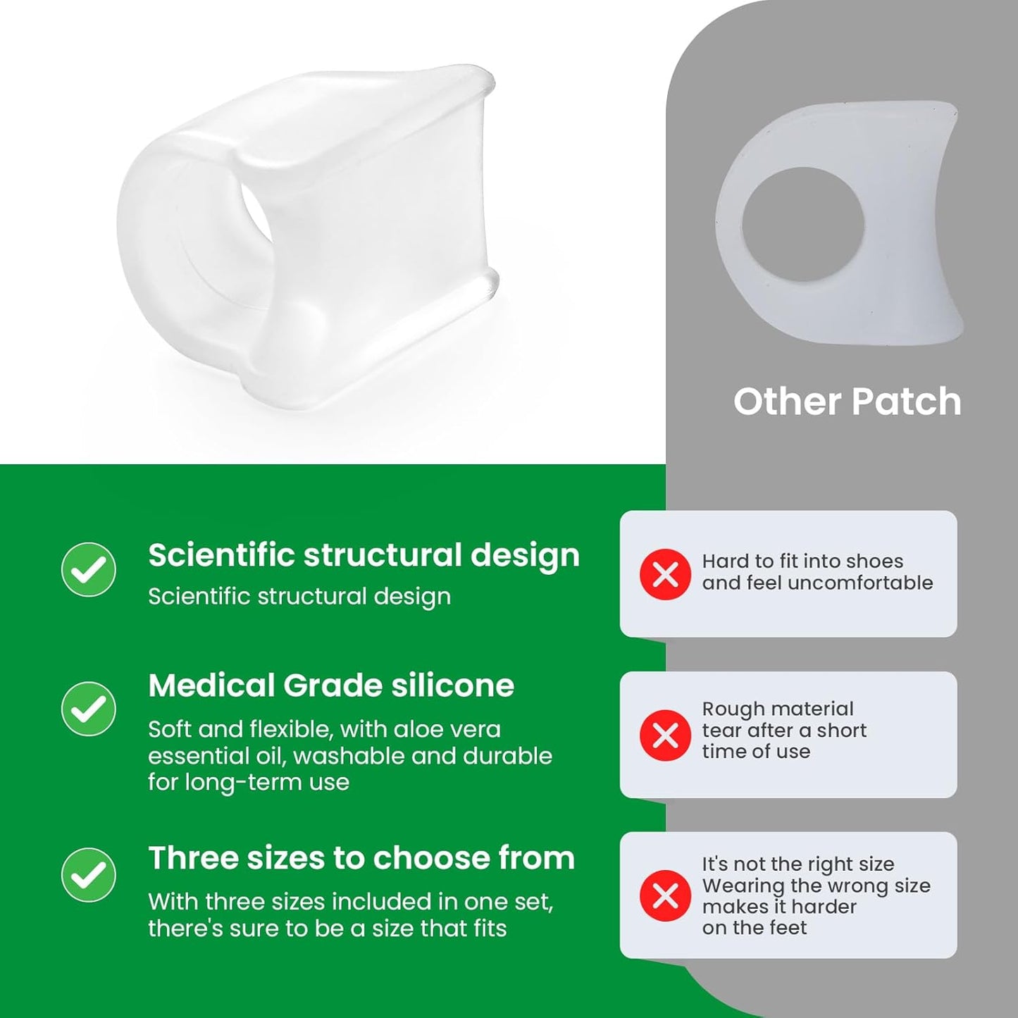 Bukihome Hammertoe Corrector - 6 Pack Toe Straightener to Curled Toes, Broken toe, Bunion Corrector for Women and Men, 3 Different Size (Clear)