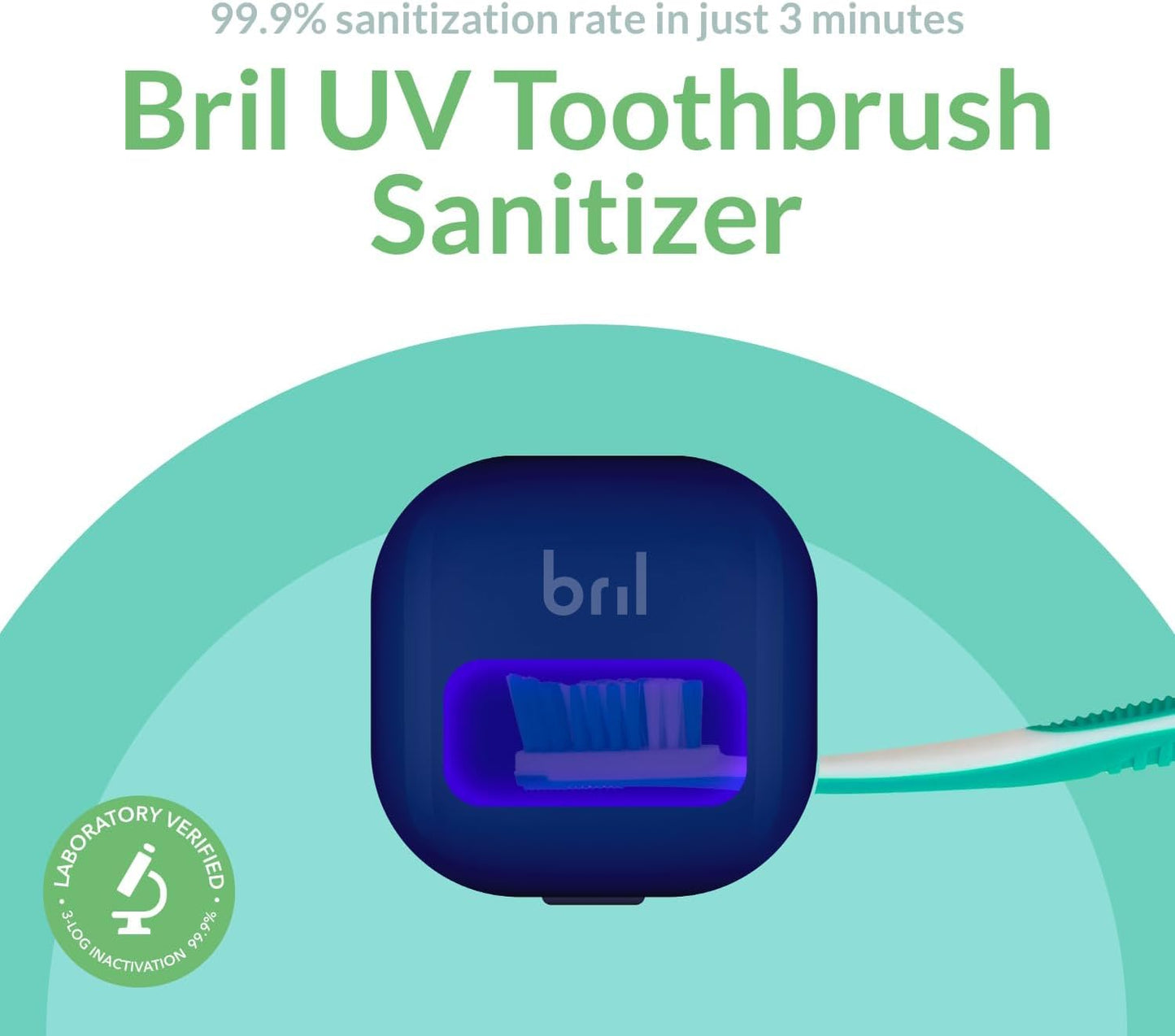 Bril UV-C Toothbrush Sanitizer and Holder, Portable Cleaner, Travel Cover, Magnetic Holder, and Rechargeable Case for Any Size Toothbrush, Navy
