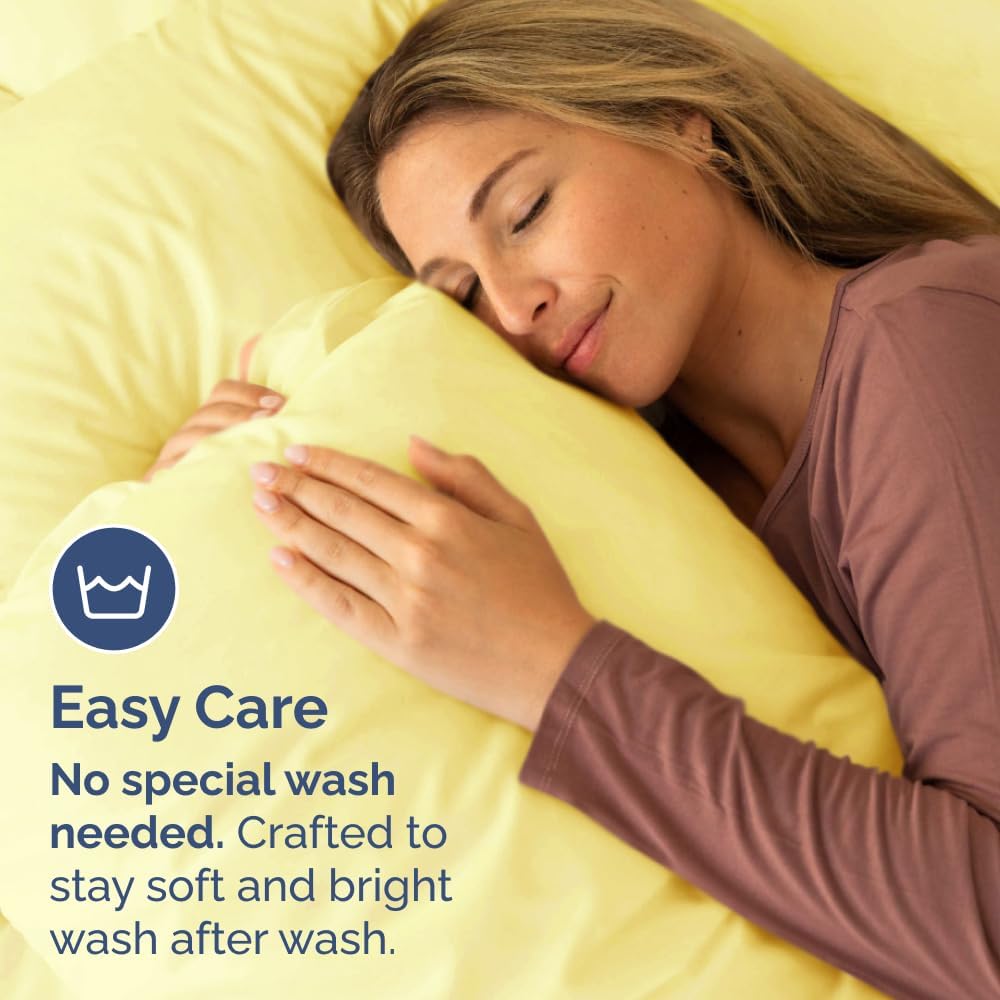 King Pillow Cases Set of 2 - Ultra Soft Hotel Quality Pillowcase Covers - Comfy, Cozy & Wrinkle Free - Shrinkage, Stain and Fade Resistant - Machine Washable Pillow Protectors - 2 Piece Set - Yellow