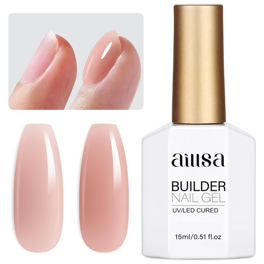 AILLSA Builder Gel for Nails 7 In 1 Nude Hard Gel Nail Polish for Nail Thickening Natural Color Strengthener Gels Nail Polish Light Neutral U V Gels for French Manicure Base Coat Needed 0.51 Oz GD80