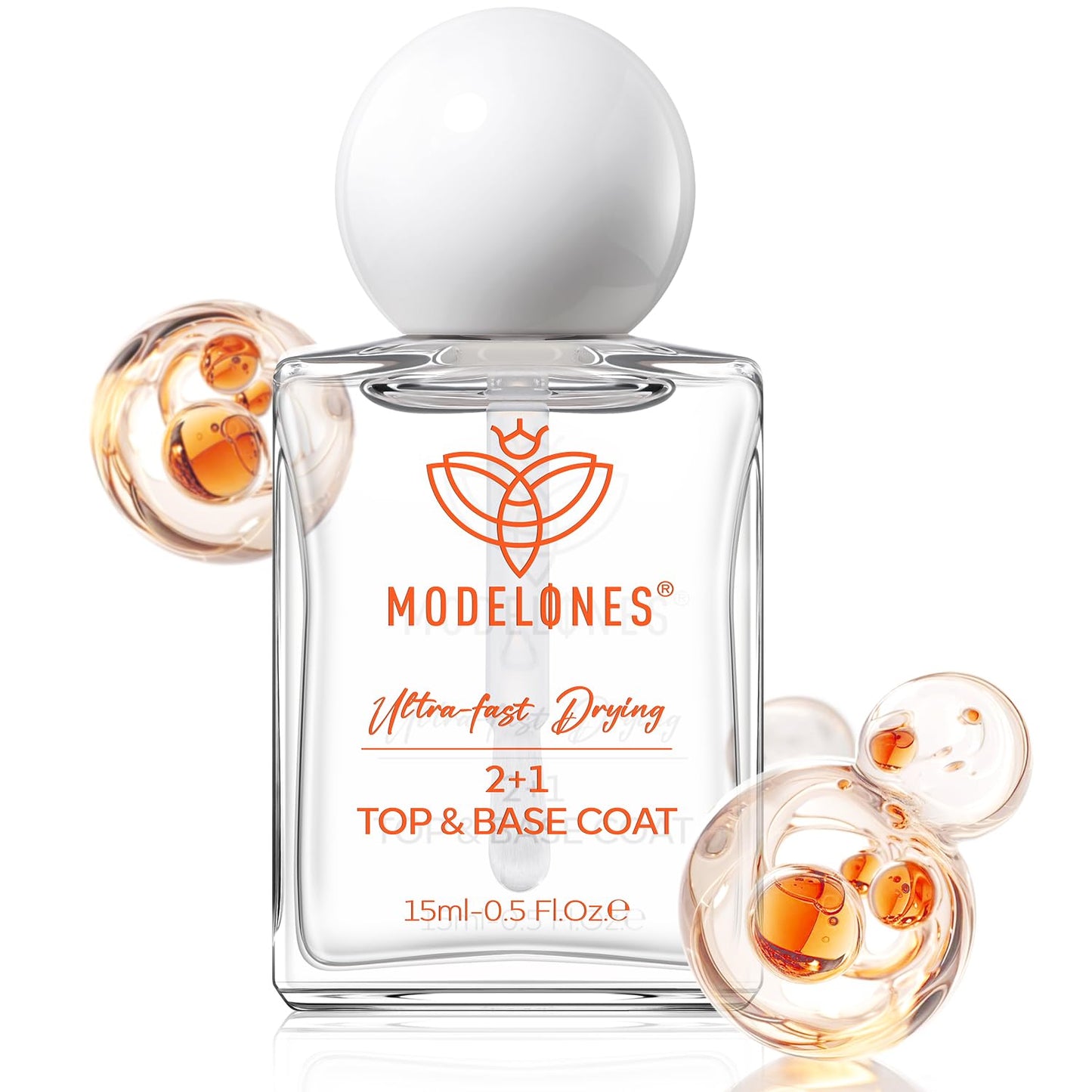 modelones 3-in-One Nail Polish Top Coat and Base Coat, Nail Strengthener, 15 Ml Clear Nail Polish Quick Dry Long Lasting Shine Chip Fade Resistant Nails Protect Care 2025 Gifts for Women