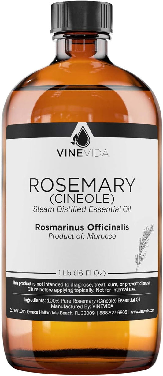 VINEVIDA Rosemary Essential Oil 16 oz - Undiluted Rosemary Oil - DIY Candle Scents - Bulk Essential Oil for Soap Making - Safe for Skin