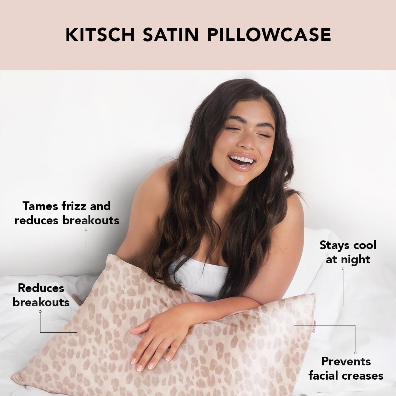 Kitsch Satin Pillowcase, Softer Than Silk Pillow Cases, Cooling Pillow Covers, King Size Pillow Cases Set of 2, Satin Pillowcase with Zipper for Hair, Skin & Quality Sleep, 19"x36" Leopard, 2pcs