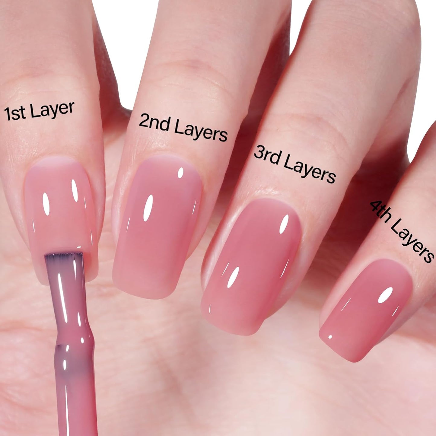 AILLSA Rose Pink Gel Nail Polish Rose Lake Jelly Gel Polish Neutral Sheer Translucent Nude Gel Polish Long Lasting Blush Red Soak Off U V Gel for French Manicure Nail Art at Home 0.51 Oz