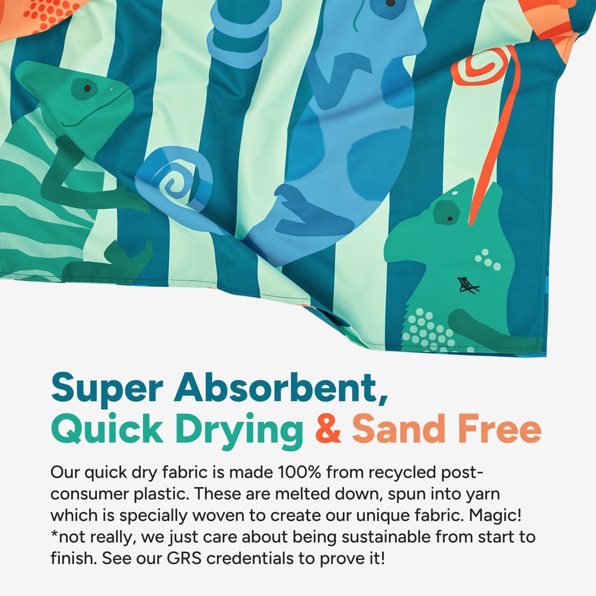 Dock & Bay Quick Drying Towel - for Sports & Gym - Compact, Lightweight - 100% Recycled - Includes Bag - Karma Chameleon, Medium (130x70cm, 51x27)