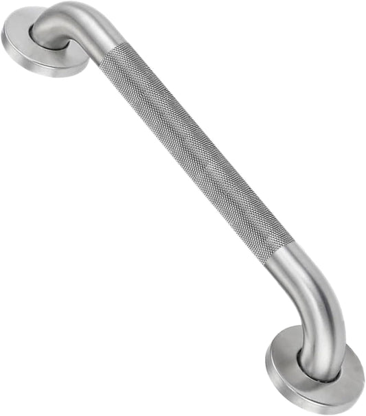 16 Inch Stainless Steel Grab Bar for Shower & Bathtub - Anti-Slip Safety Handle with Knurled Grip, Heavy-Duty Bathroom Hand Rail for Elderly Disabled, Secure Mounting Rustproof Easy Installation