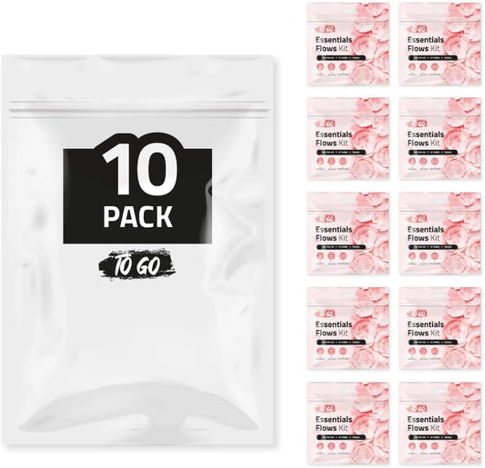 pH Advantage Essential Flows Period Kit (10 Pack) - 3 Pantyliners, 2 Maxi Pads & Feminine Wipe | Hygiene Essentials for School, First Period (Red)