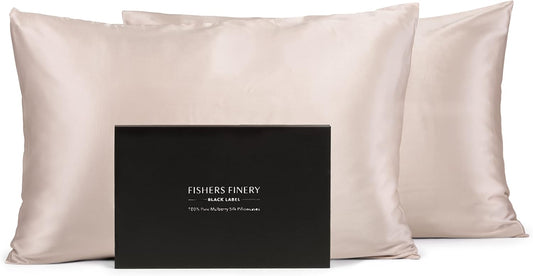 Fishers Finery 30mm 100% Pure Mulberry Silk Pillowcase 2 Pack, Quality Tested (Taupe, Standard, 2 Pack)