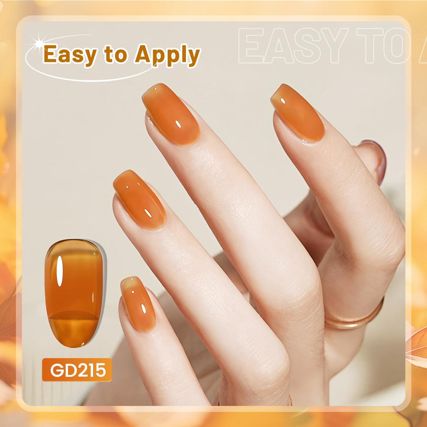 JODSONE 6 Colors Gel Nail Polish Set Fall Collection Jelly Effect Soak Off Need U V LED Gel Polish Set Autumn Mauve Brown RedSalon-Quality DlY Home Manicure