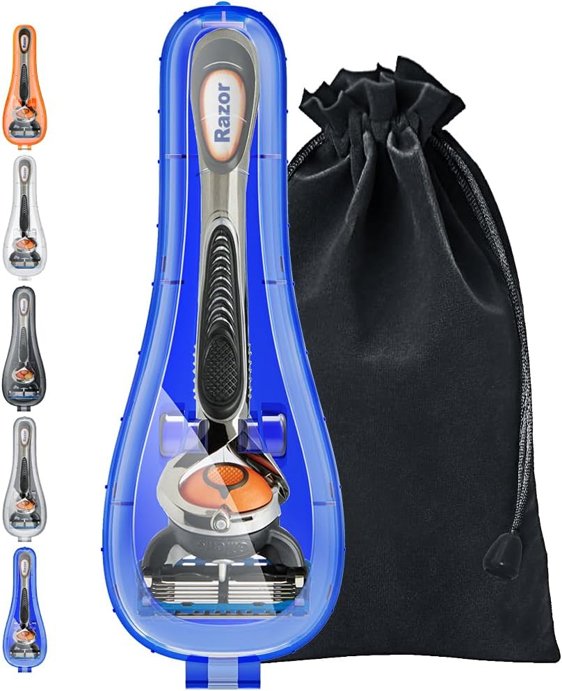 Razor Case Compatible with Gillette Proglide Fusion Men's Razor, Travel Protector Case with Carrying Bag - Blue