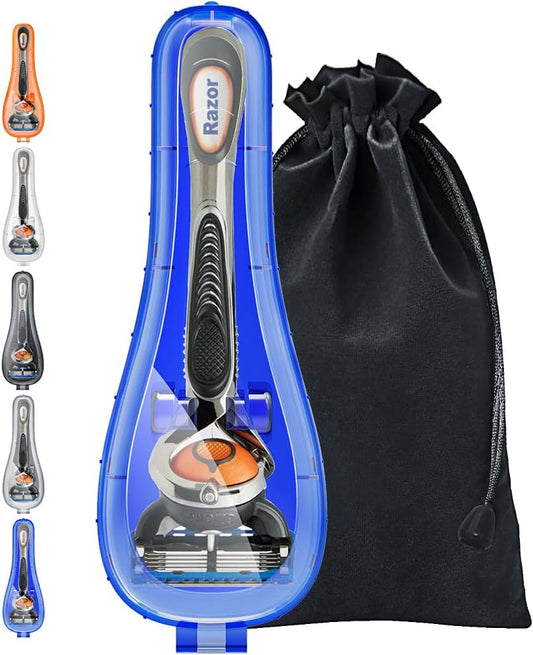 Razor Case Compatible with Gillette Proglide Fusion Men's Razor, Travel Protector Case with Carrying Bag - Blue