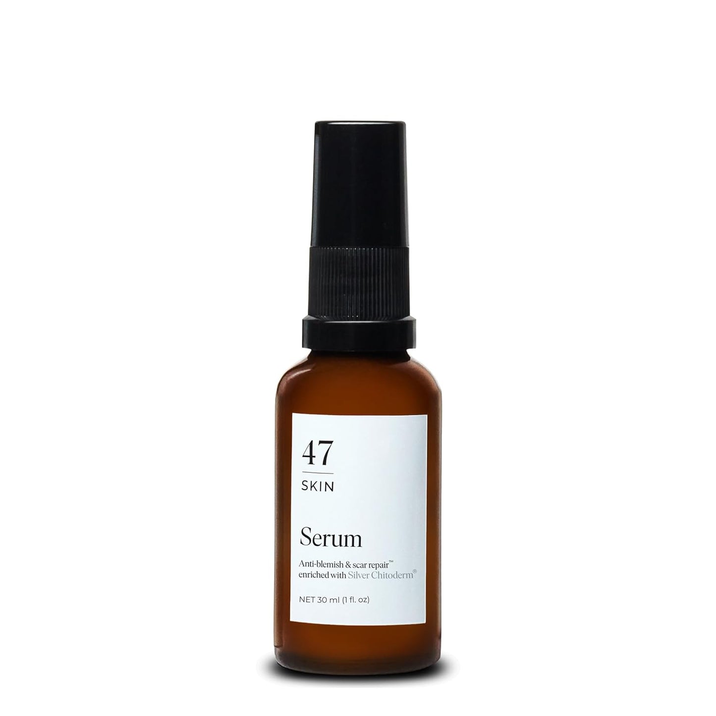 47 Skin | Hydrating Face Serum with Silver Chitoderm for ALL Skin Types | Clears Acne, Prevents & Heals Breakouts & Blemishes, Repairs Scars | Moisturises and Nourishes For Smooth Skin | 30ml
