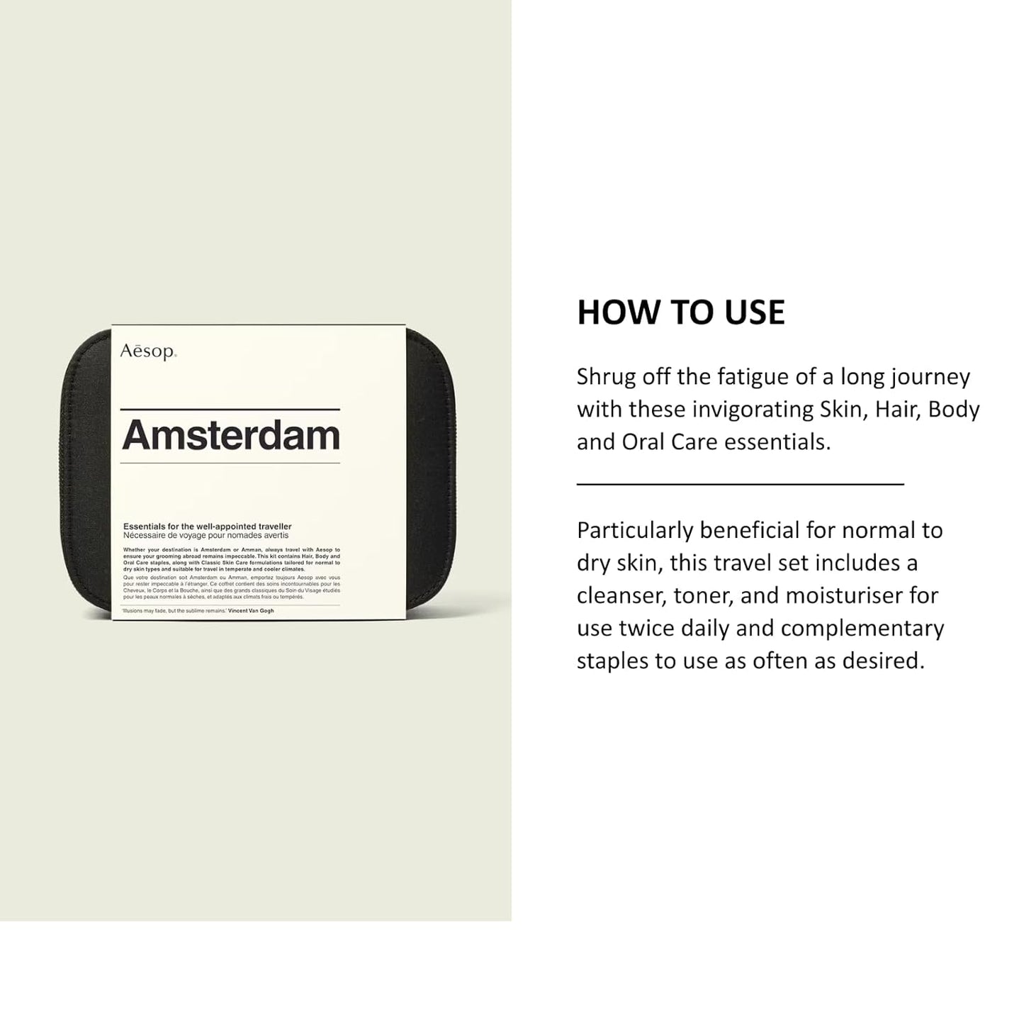 Aesop Amsterdam Travel Kit | Unisex Luxury Skincare & Haircare Set for Travel | TSA-Approved
