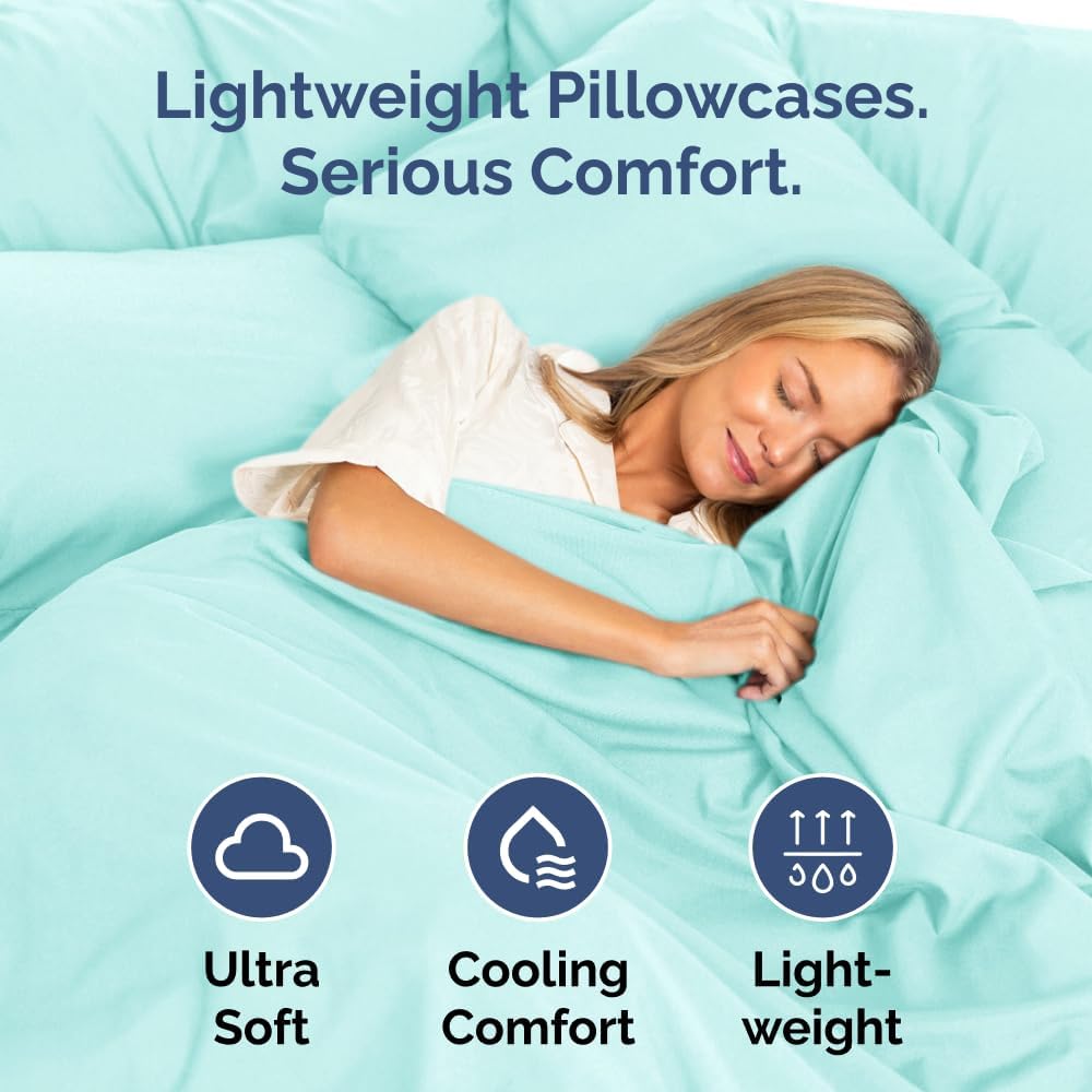 King Pillow Cases Set of 8 - Ultra Soft Hotel Quality Pillowcase Covers - Comfy & Wrinkle Free - Shrink, Stain & Fade Resistant - Easy-Care, Machine Washable Pillow Protectors - 8 Piece Set - Spa Blue