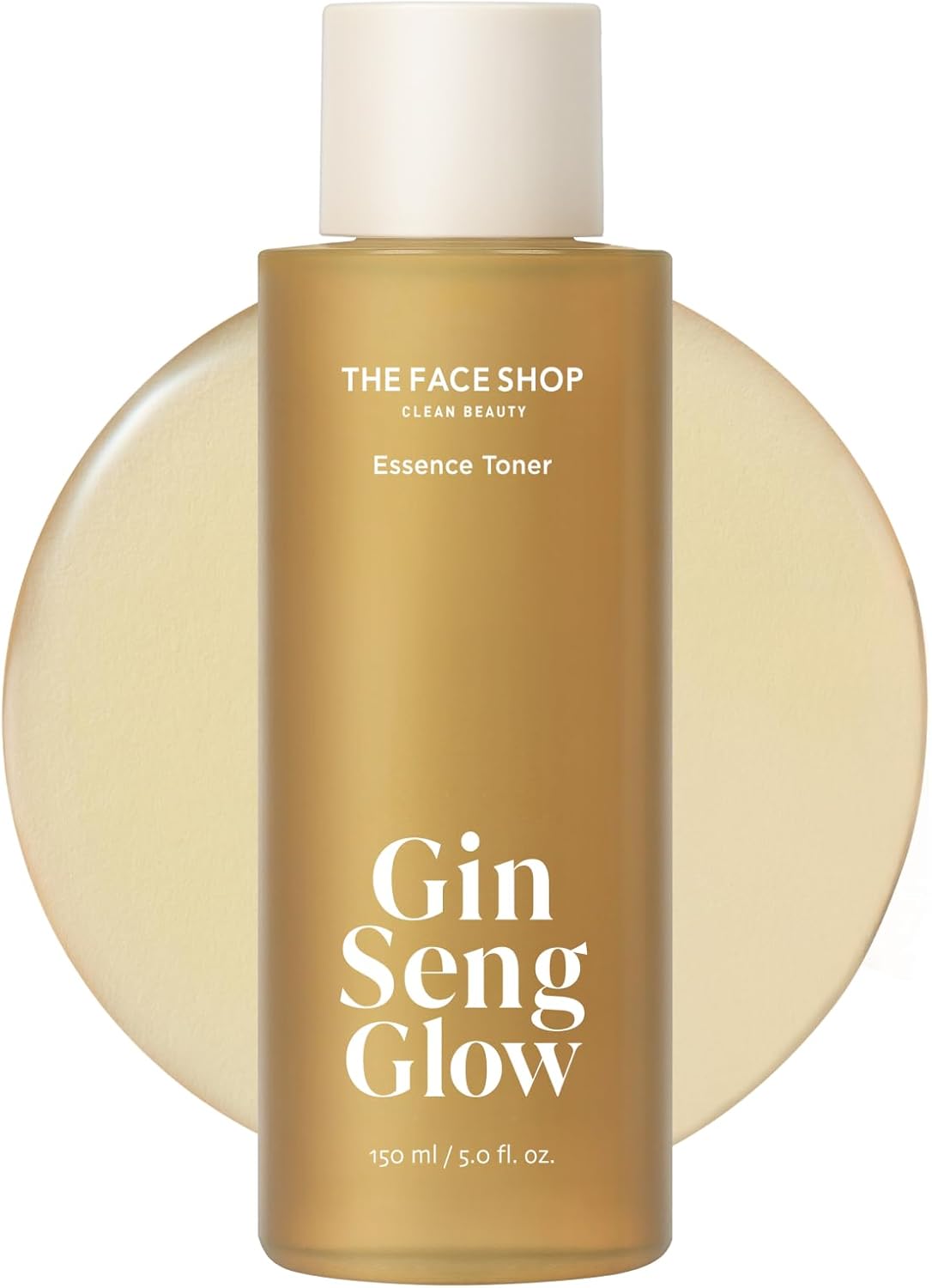 The Face Shop Ginseng Glow Essence Toner - Improves Skin Elasticity, Glowy Finish, for Dull & Dry Skin, with Korean Ginseng, Anti Aging, Korean Skincare, 150ml / 5.0 fl. oz.