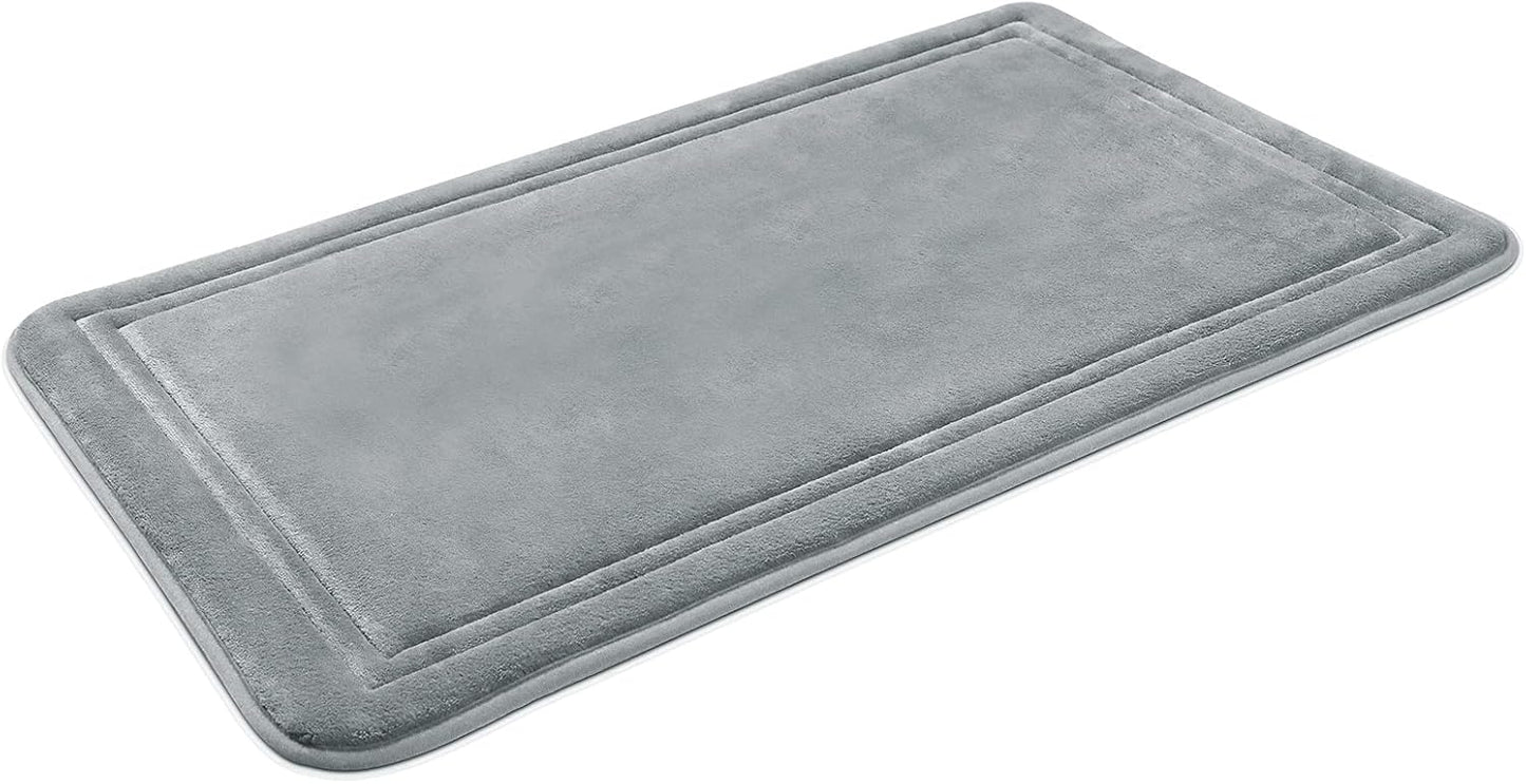 ITSOFT Memory Foam Bath Mat 31x20, Non Slip, Machine Washable, Quick Dry & Absorbent Rugs, Bath Mats for Bathroom Floor, Tub & Shower, Bathroom Rug, Gray