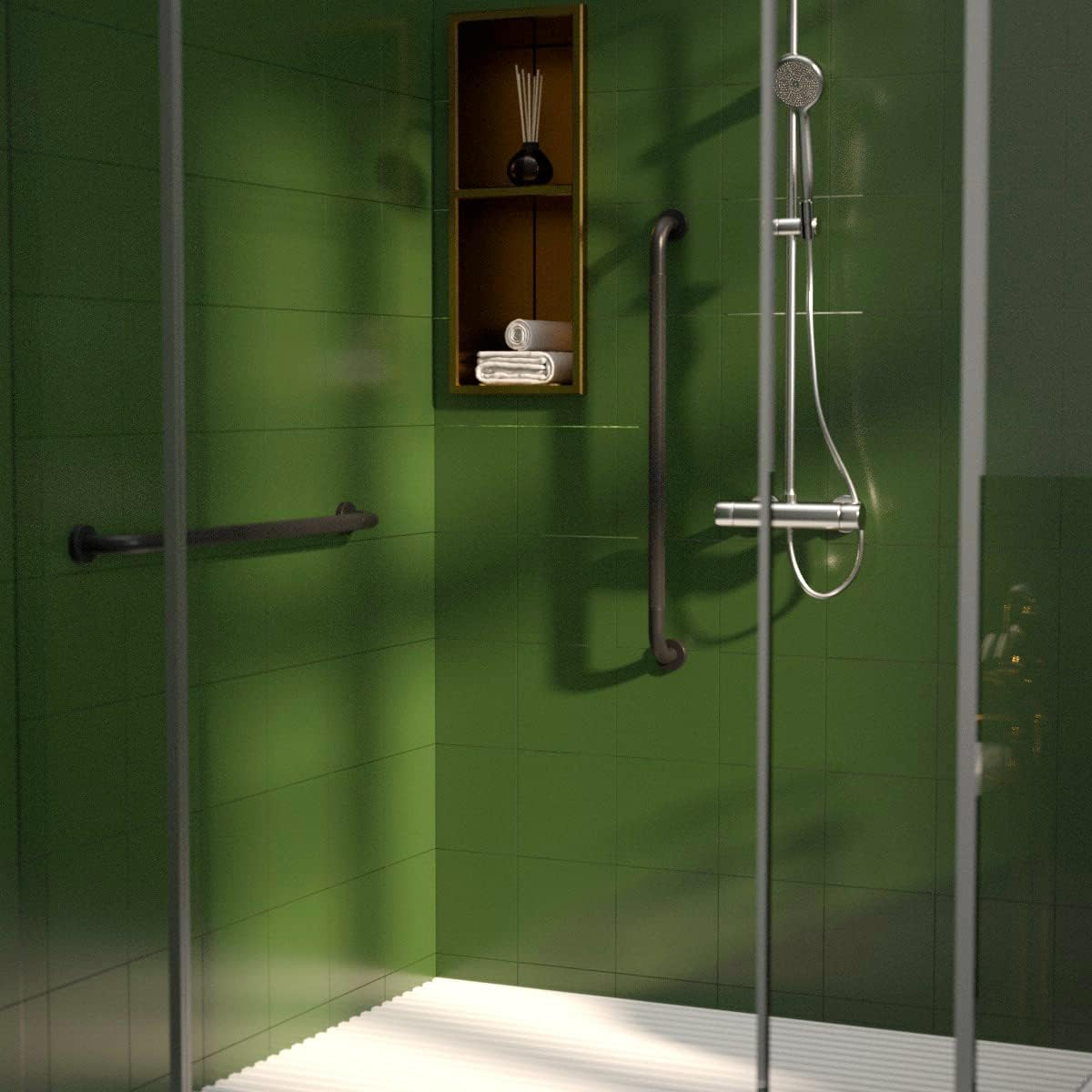 32 Inch Anti Slip Shower Grab Bar Oil Rubbed Black 1.25" Diameter,Munzong Bathroom Grab Bar, Knurled Bathroom Balance Bar,Safety Hand Rail Support Handicap Elderly Senior Assist Bath Handle