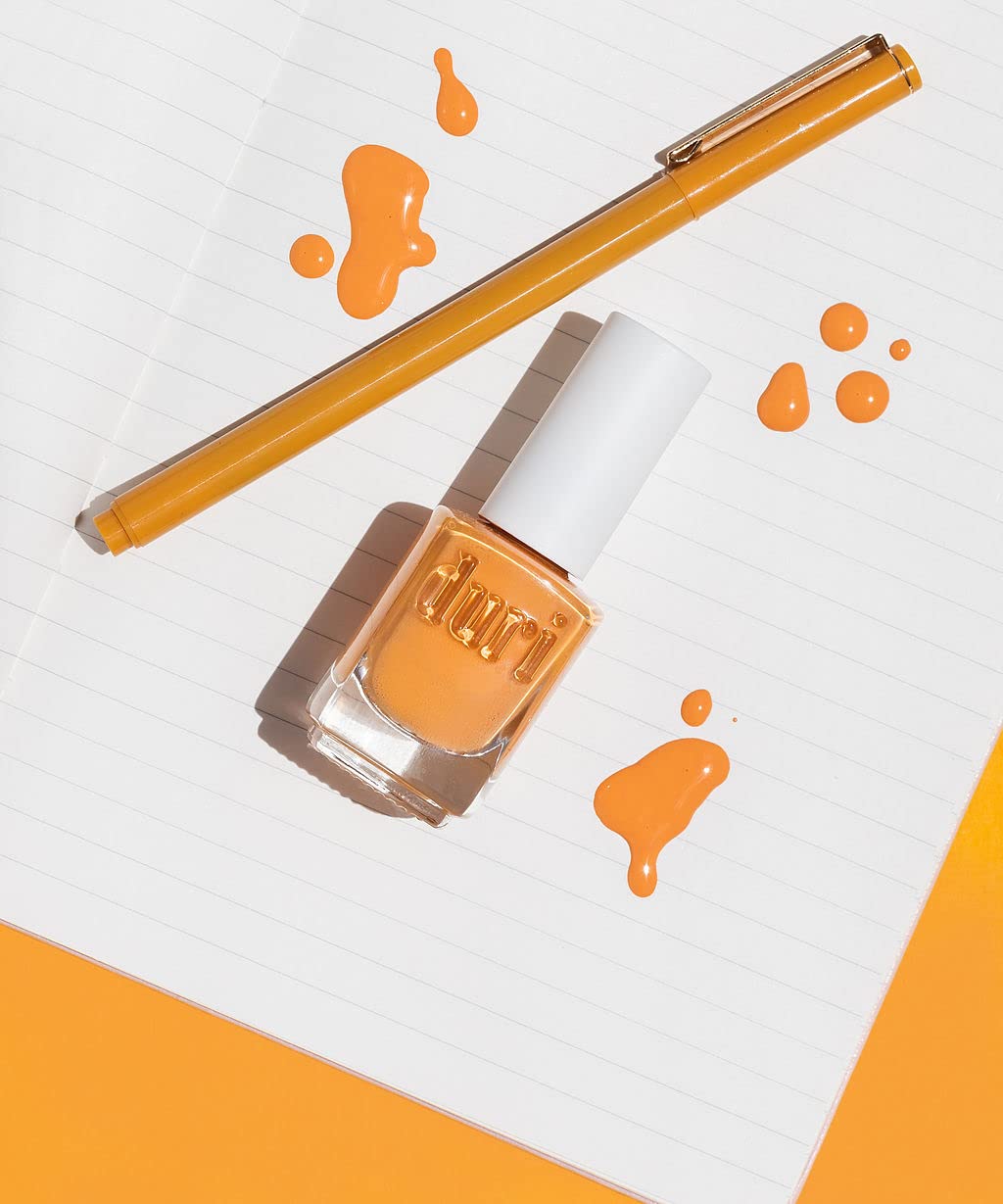 duri Nail Polish, 795 Dear Diary, Burnt Orange with Yellow Undertones, Full Coverage, Glossy Finish, Fast Drying, 0.45 Fl Oz