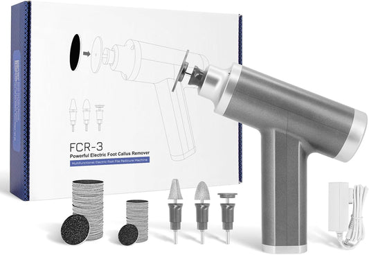 Upgraded Electric Callus Remover for Feet 4500rpm, Adjustable Speed Professional Electric Foot Sander Grinder Foot File for Calloused Feet Dead Hard Cracked Skin, with 4 Interchangeable Heads (Gray)