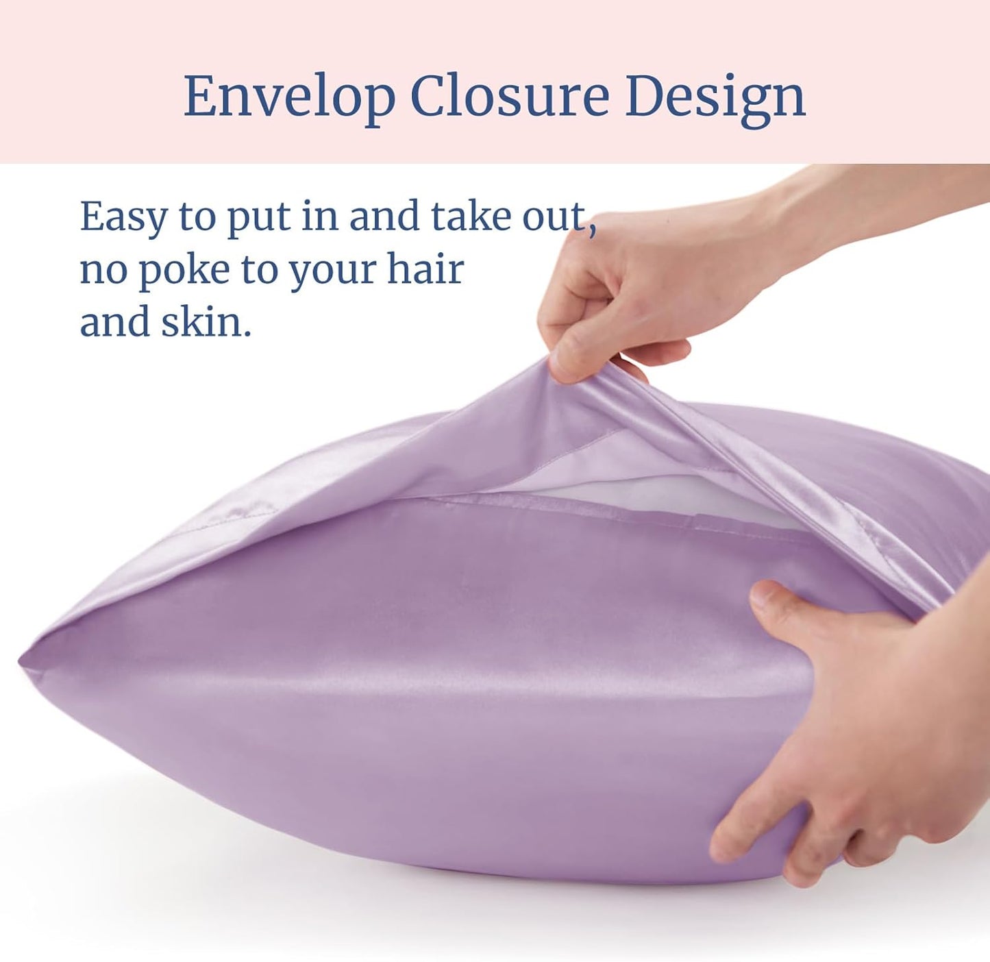 BEDELITE Satin Pillowcase for Hair and Skin, Super Soft and Cooling Similar to Silk Pillow Cases 2 Pack with Envelope Closure, Gift for Women Men(20"x40" King Size, Lavender)