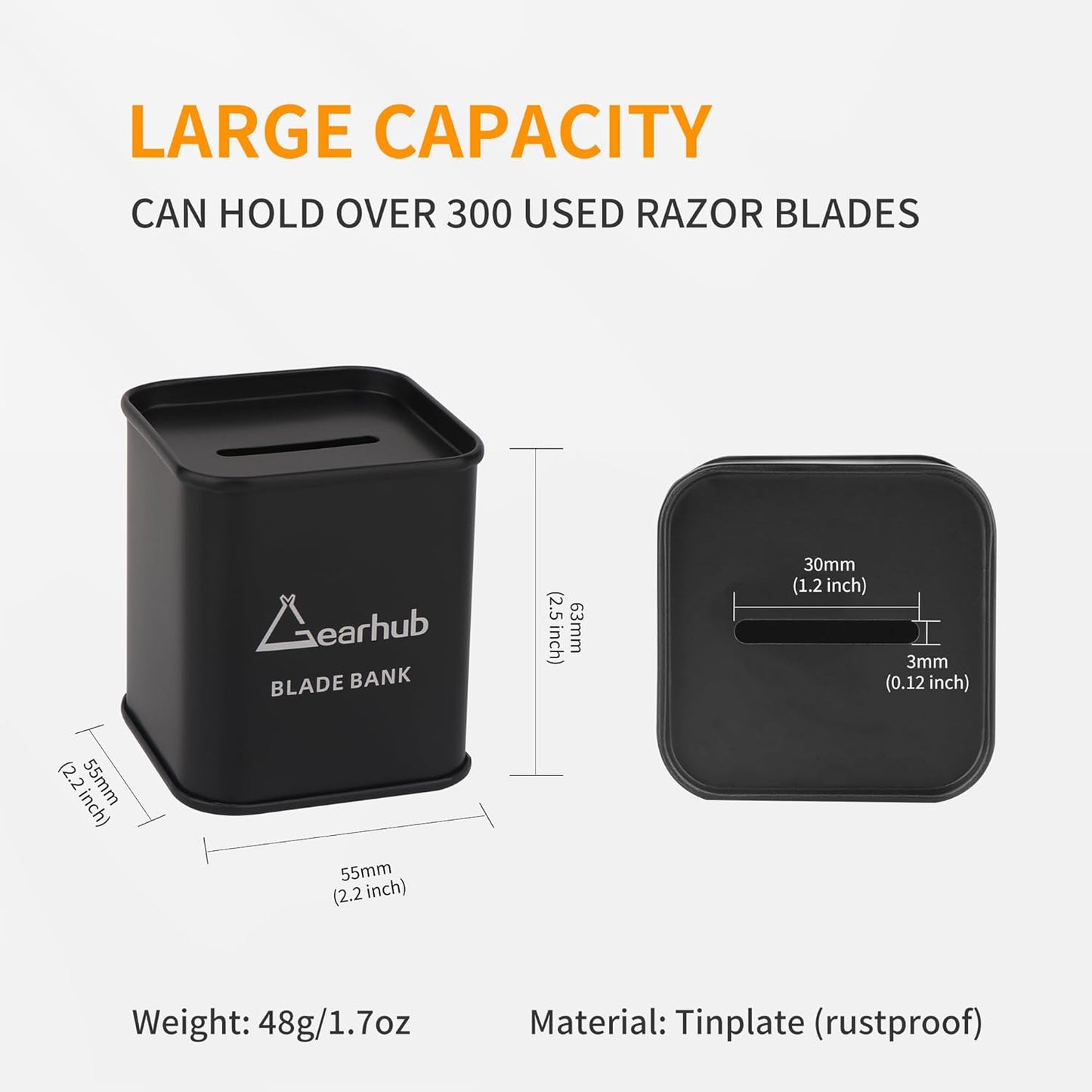 Gearhub 2 Pack Blade Bank Safely Store Used Safety Razor Blades Large Capacity Disposal for Barber Shops & Personal Use Sealed Design Holds 300+ Blades, Compact & Durable